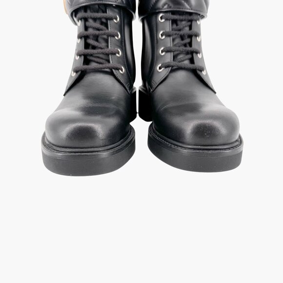 Gucci Marmont GG Combat Boot Size 37 US 7 Black Lace Up Quilted Ankle Biker Logo - Picture 6 of 14